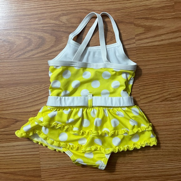 Penelope Mack White and Yellow Polka Dot Toddler Swimsuit Top - Picture 2 of 3
